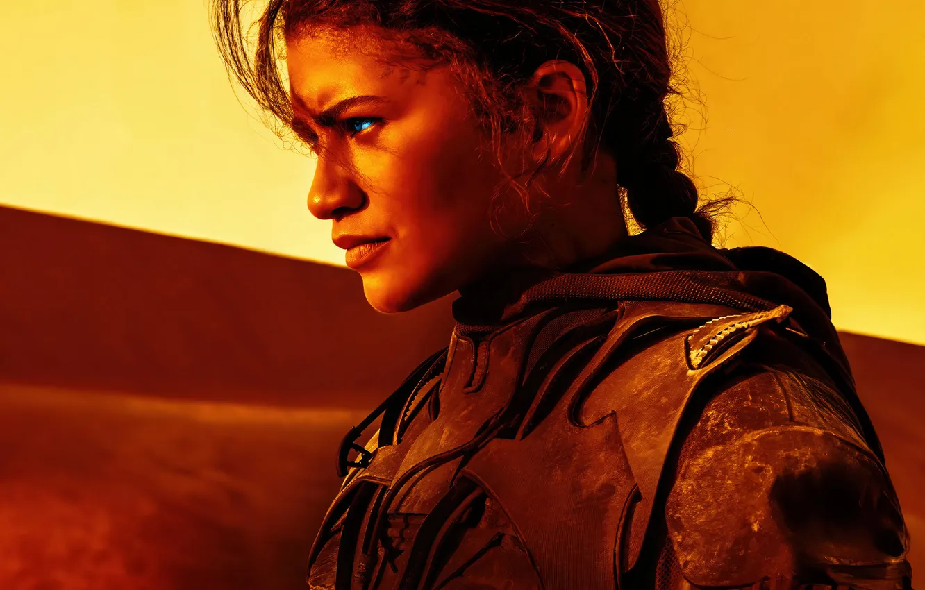 Photo wallpaper sand, sunset, profile, Zendaya Coleman, Zendaya, Zendaya, Dune: Part Two, Dune: Part Two