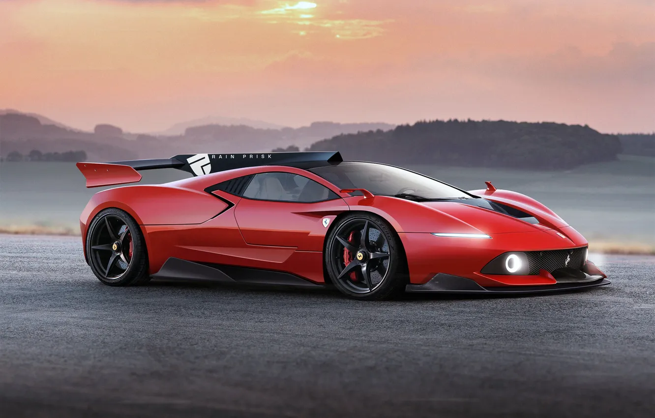 Photo wallpaper car, machine, auto, red, style, tuning, Ferrari, red