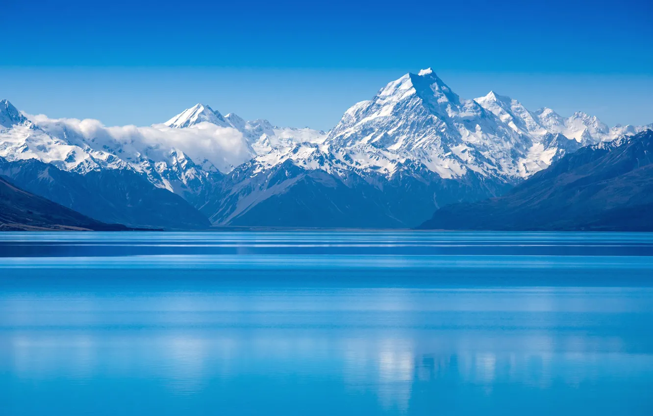 Photo wallpaper tops, lake, New Zealand, mountains