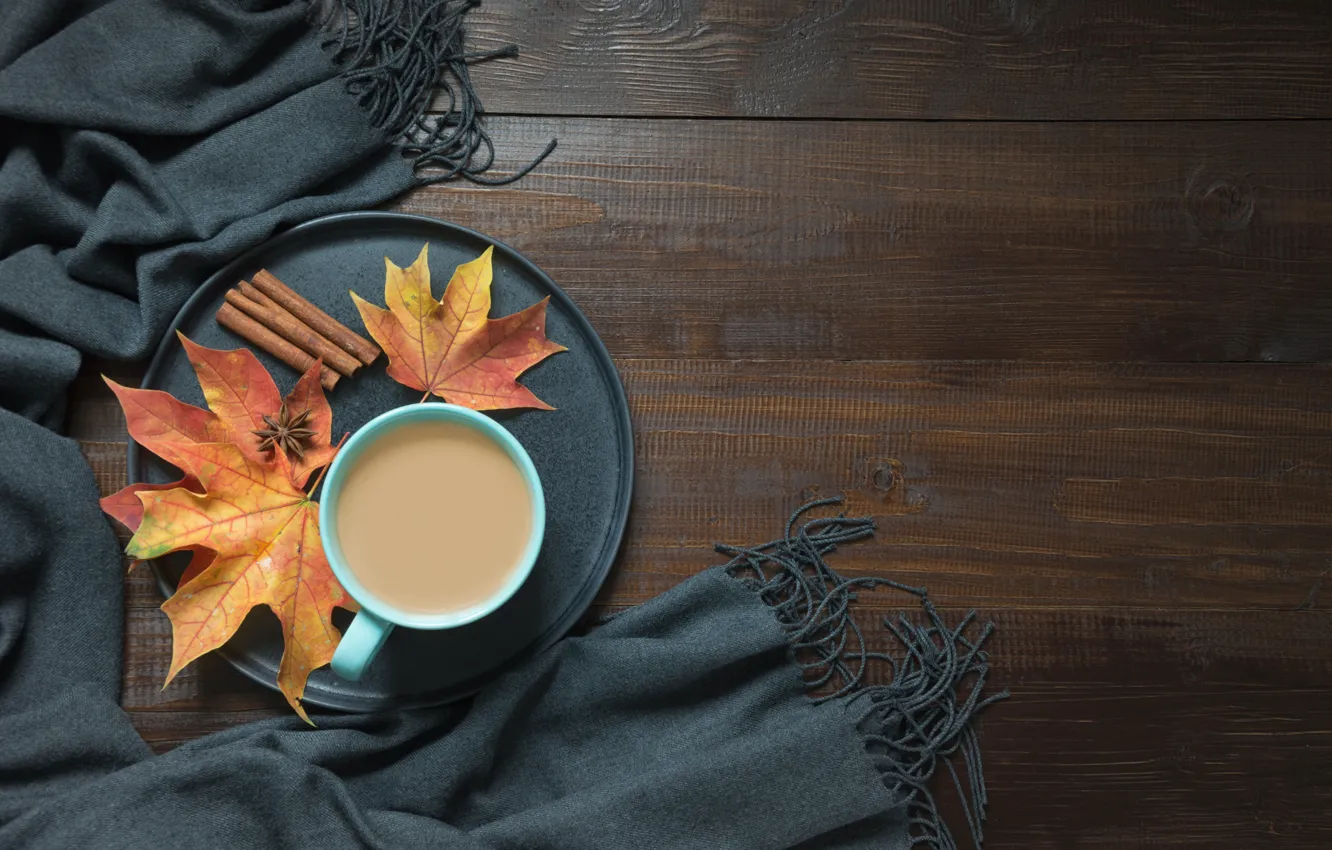 Photo wallpaper autumn, coffee, Cup