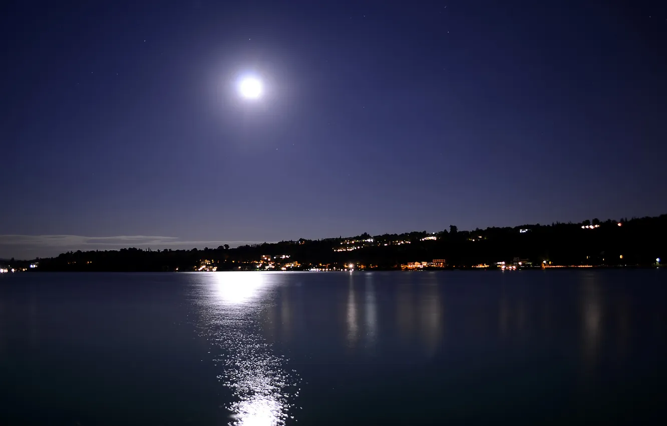 Photo wallpaper the sky, night, the city, the moon, Pesa