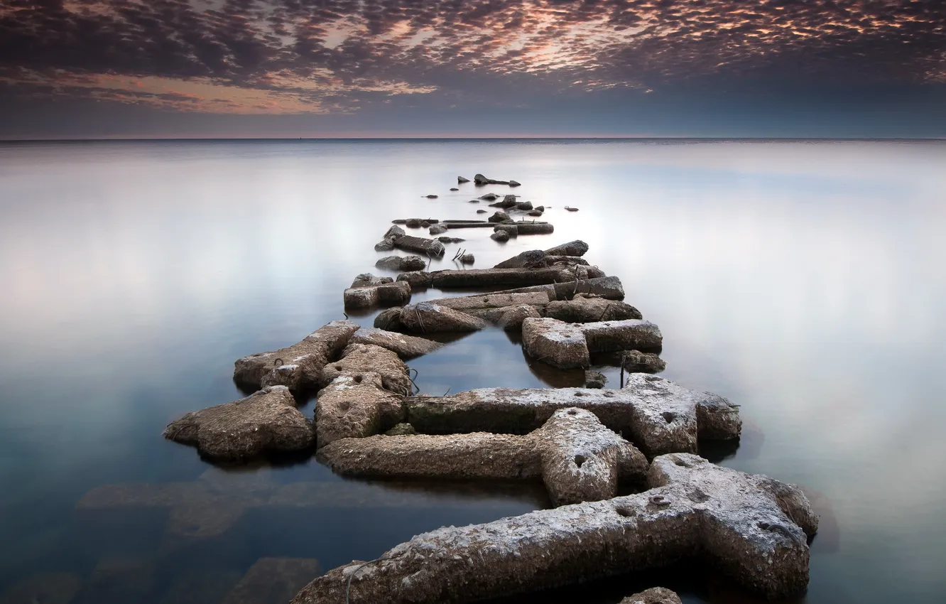 Photo wallpaper sea, landscape, sunset