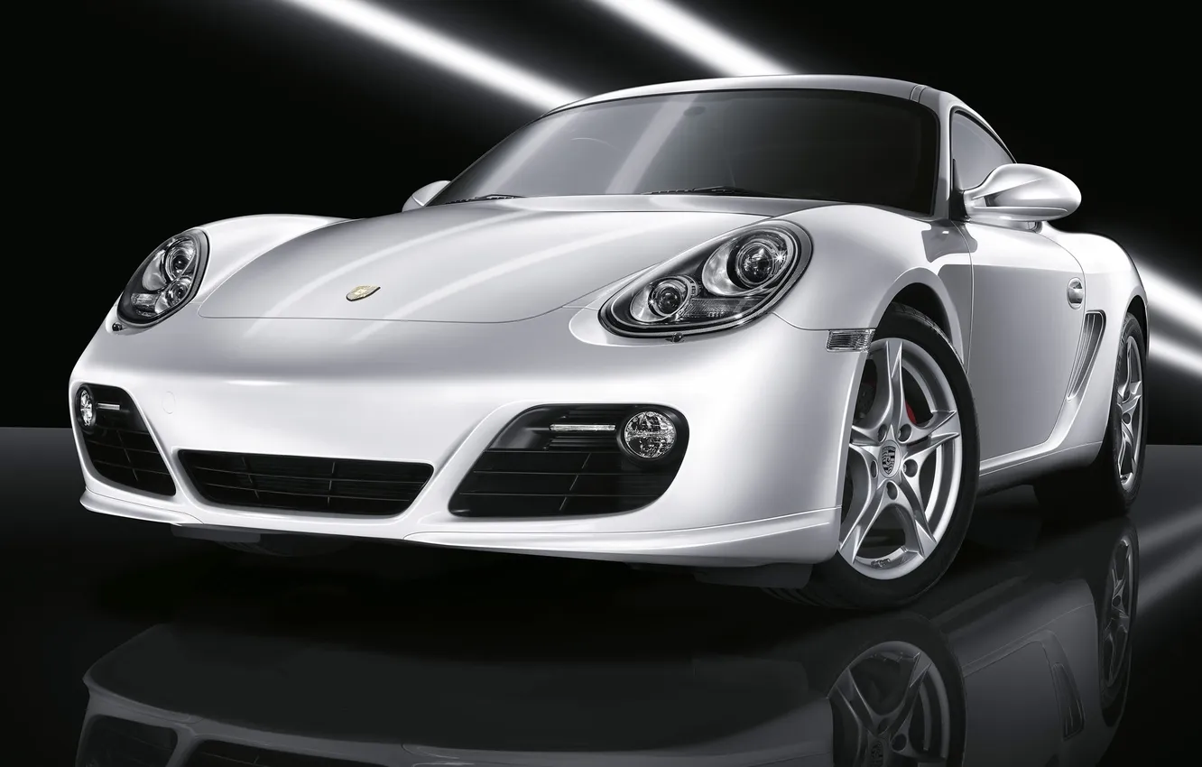 Photo wallpaper auto, rays, reflection, Porsche, Cayman