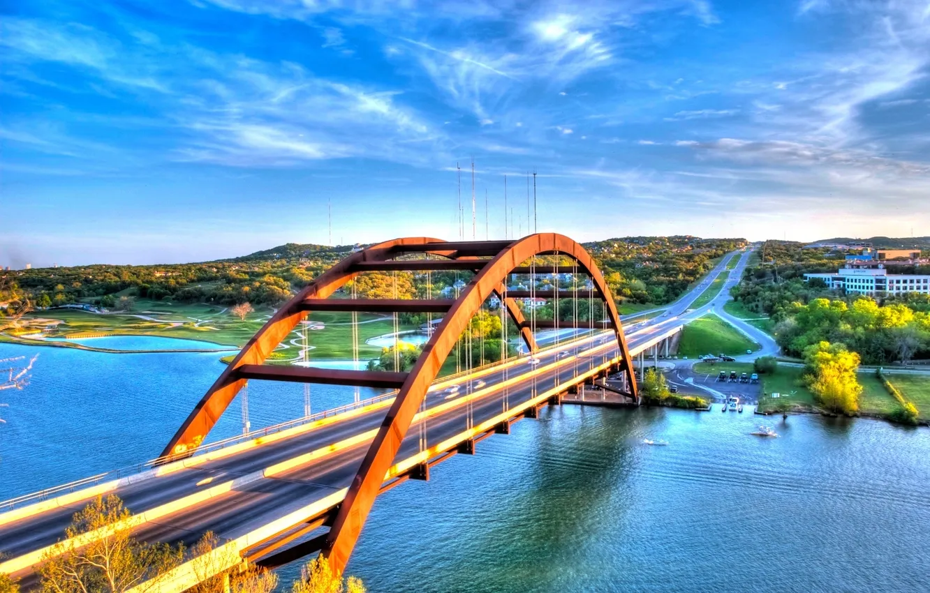 Photo wallpaper city, the city, USA, Austin, Texas, Pennybacker_bridge, Loop360_bridge