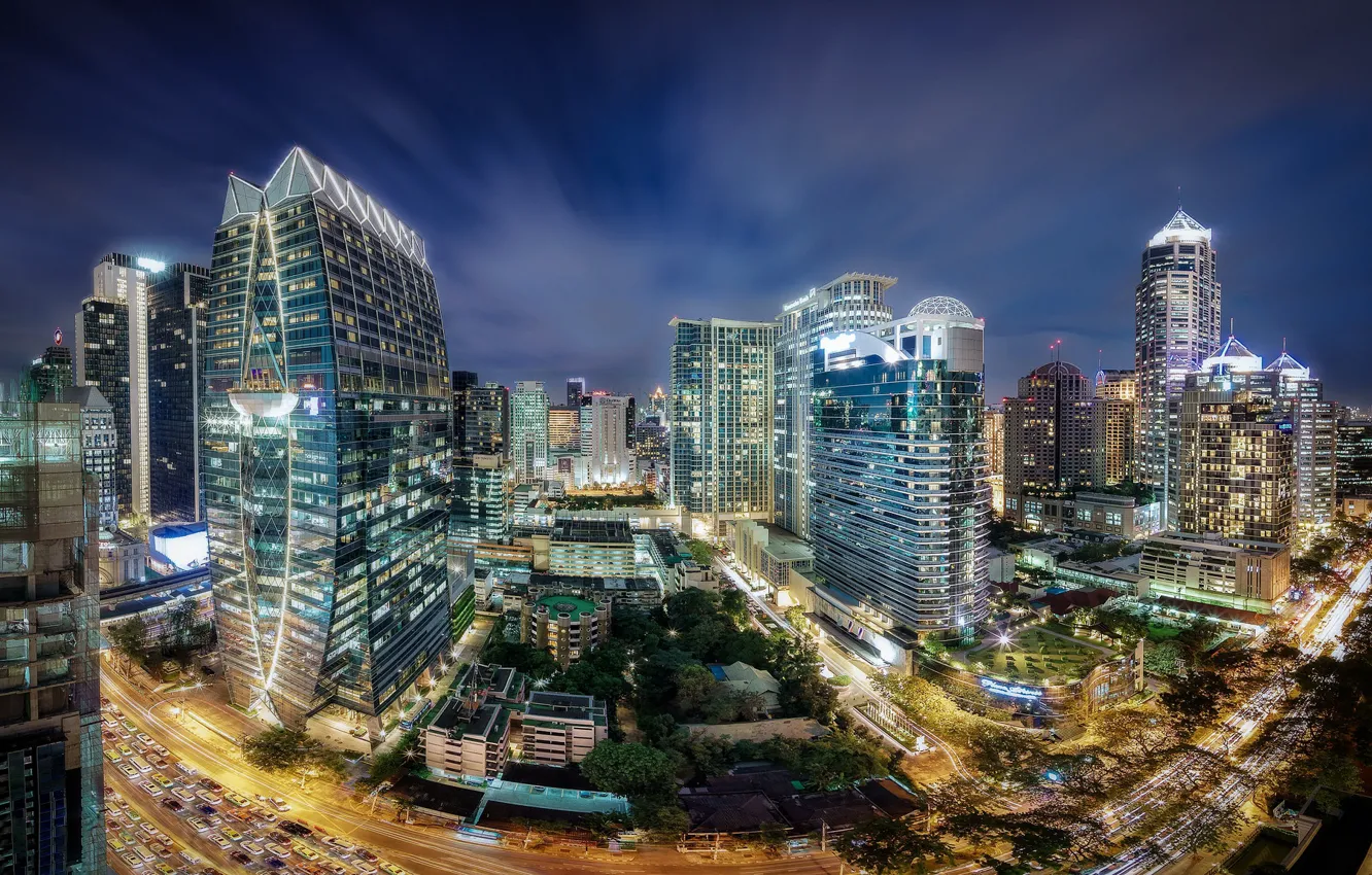 Photo wallpaper night, the city, lights, Thailand, Bangkok