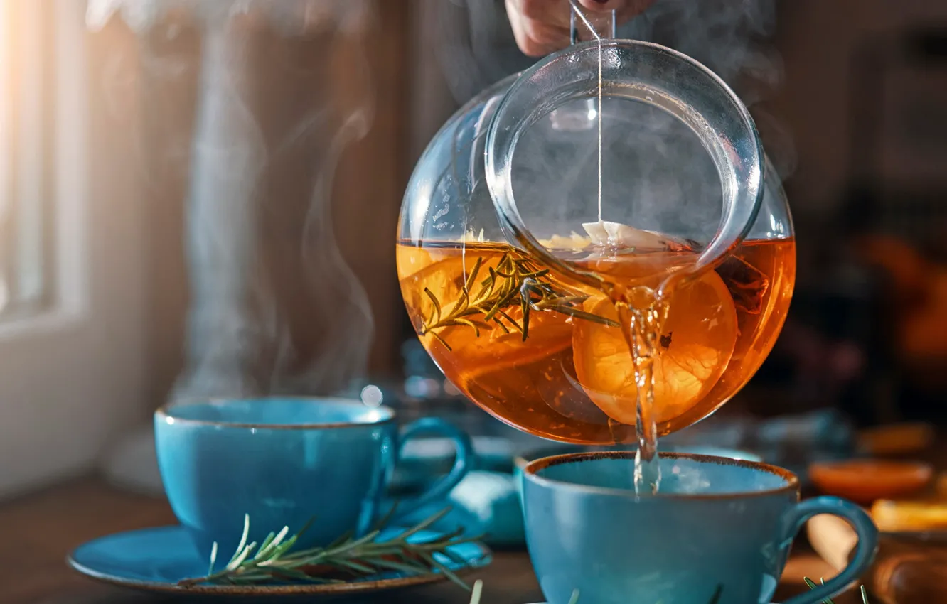 Photo wallpaper lemon, tea, Cup