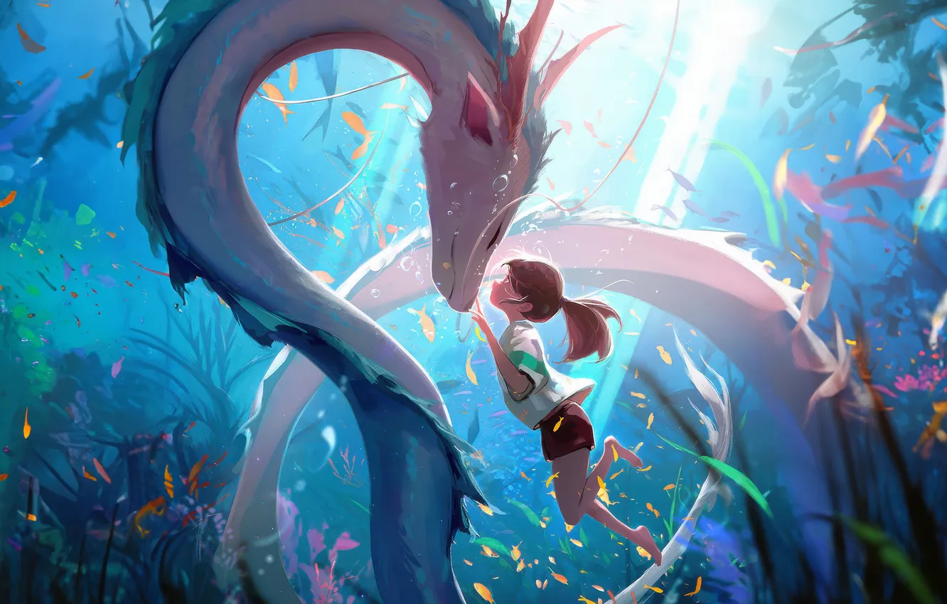 Photo wallpaper fantasy, dance, dragons