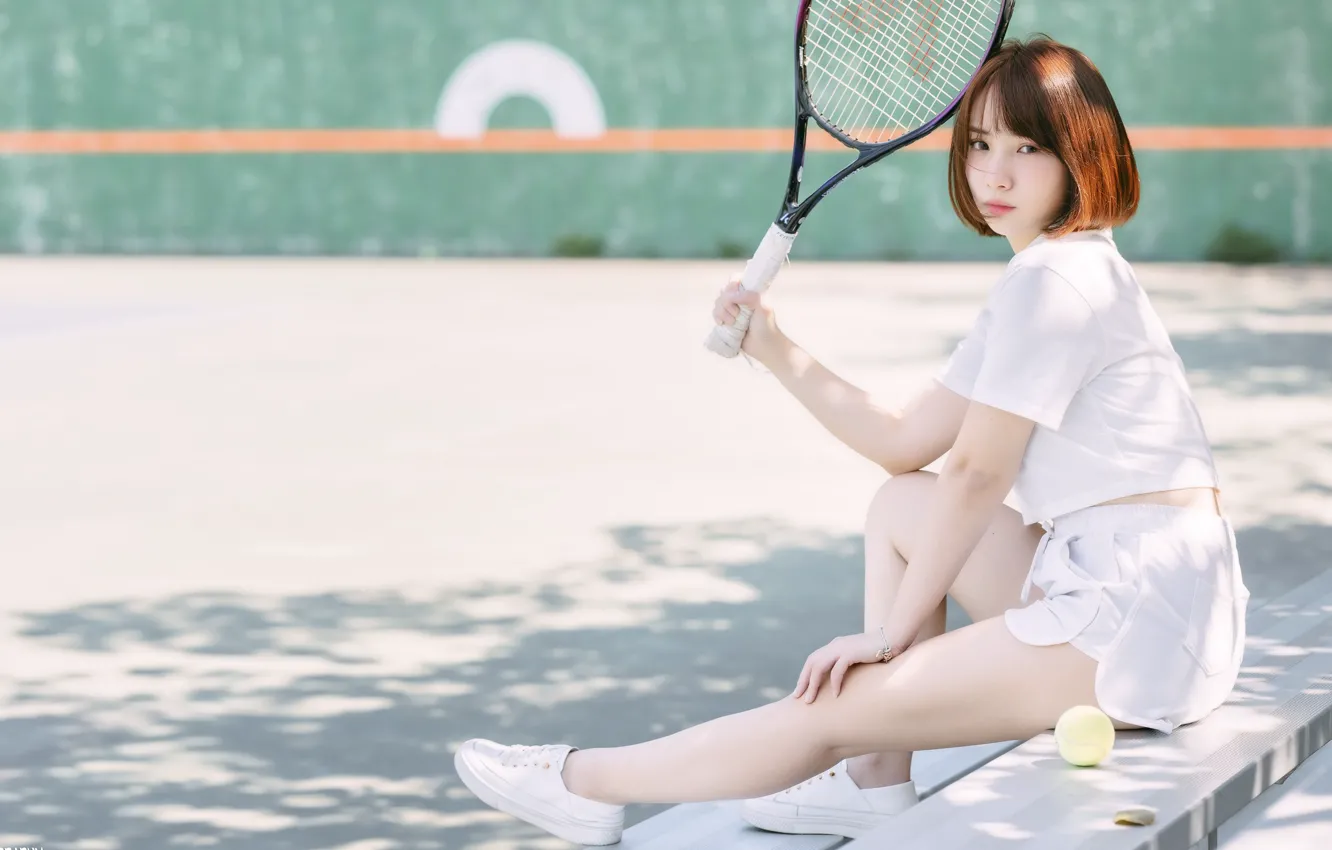 Photo wallpaper girl, tennis player, Asian