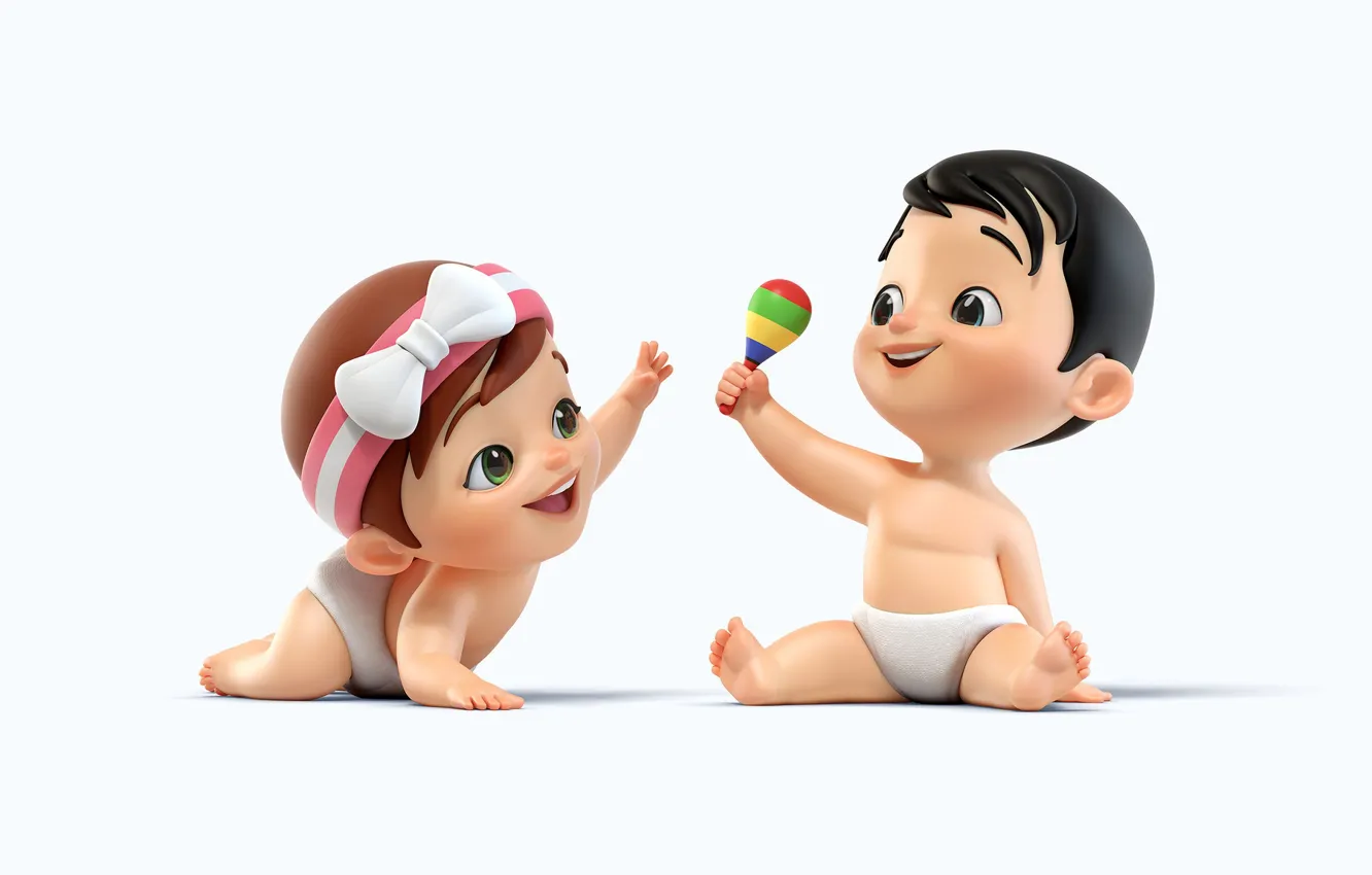 Photo wallpaper baby, art, children's, rattle, Léo Rezende, Babies - Plena Fraldas