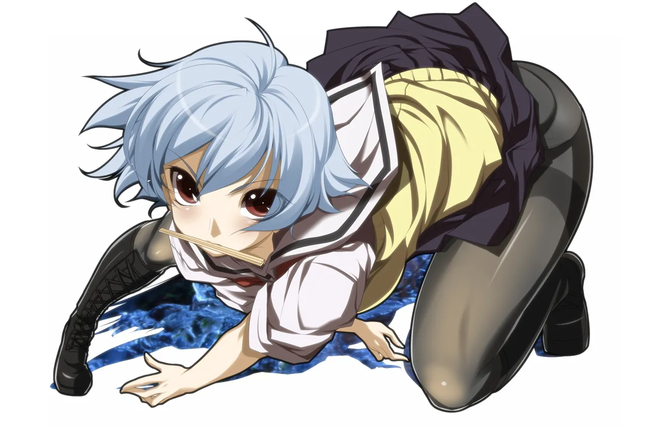 Photo wallpaper girl, hair, tights, white, red eyes, mino106, yarizui, seifuku