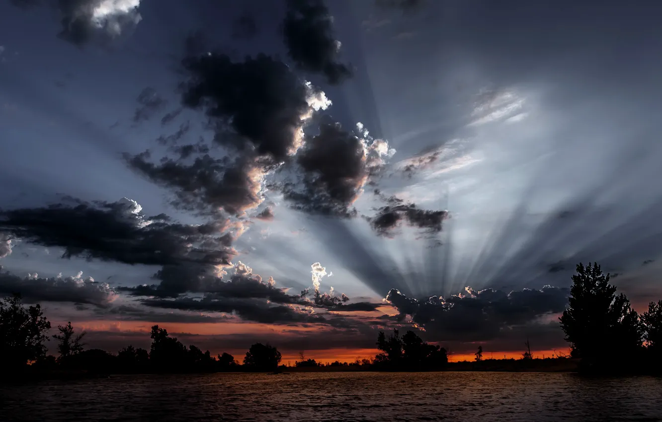 Photo wallpaper the sky, night, river