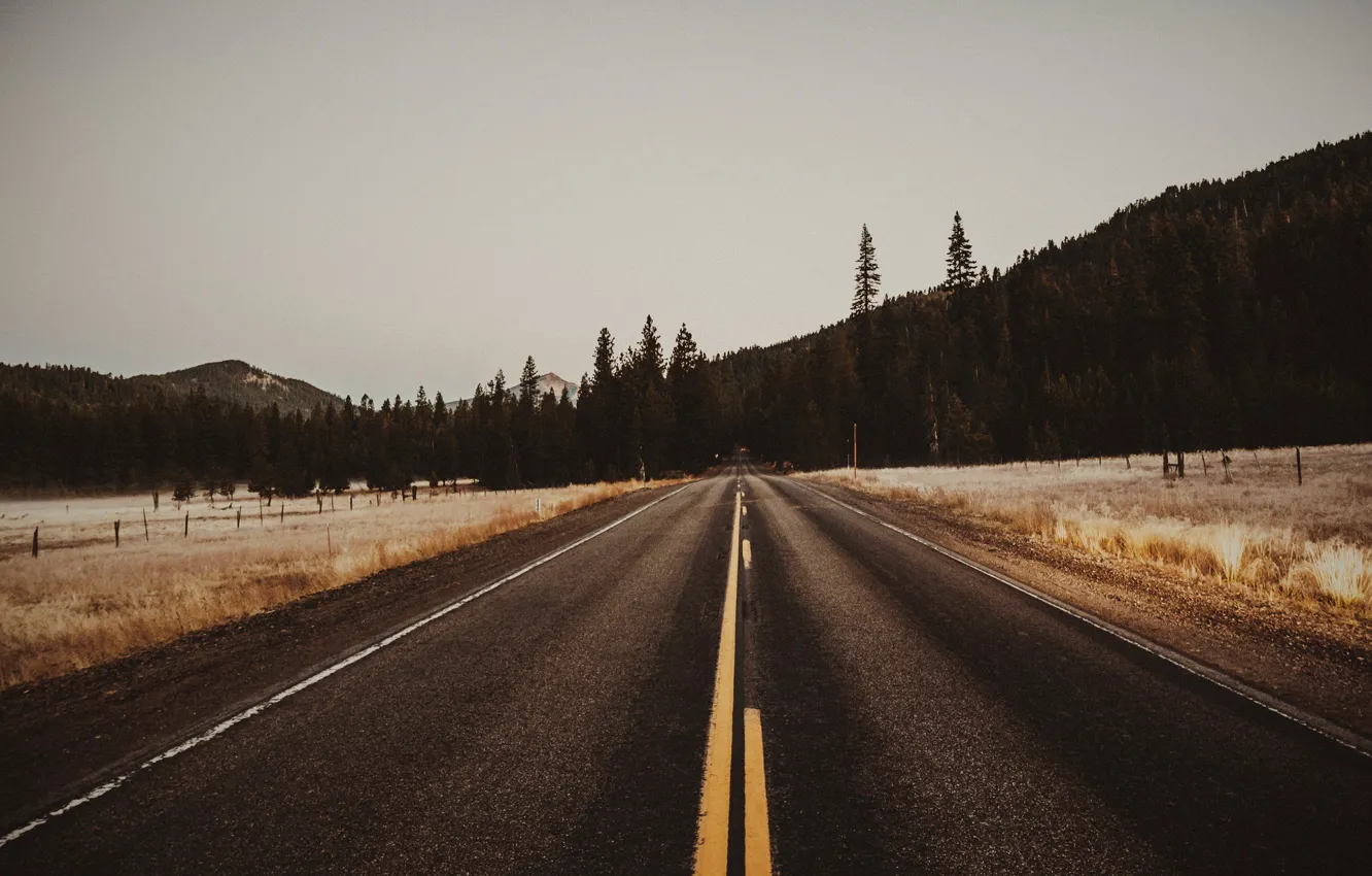 Photo wallpaper road, sky, mountains