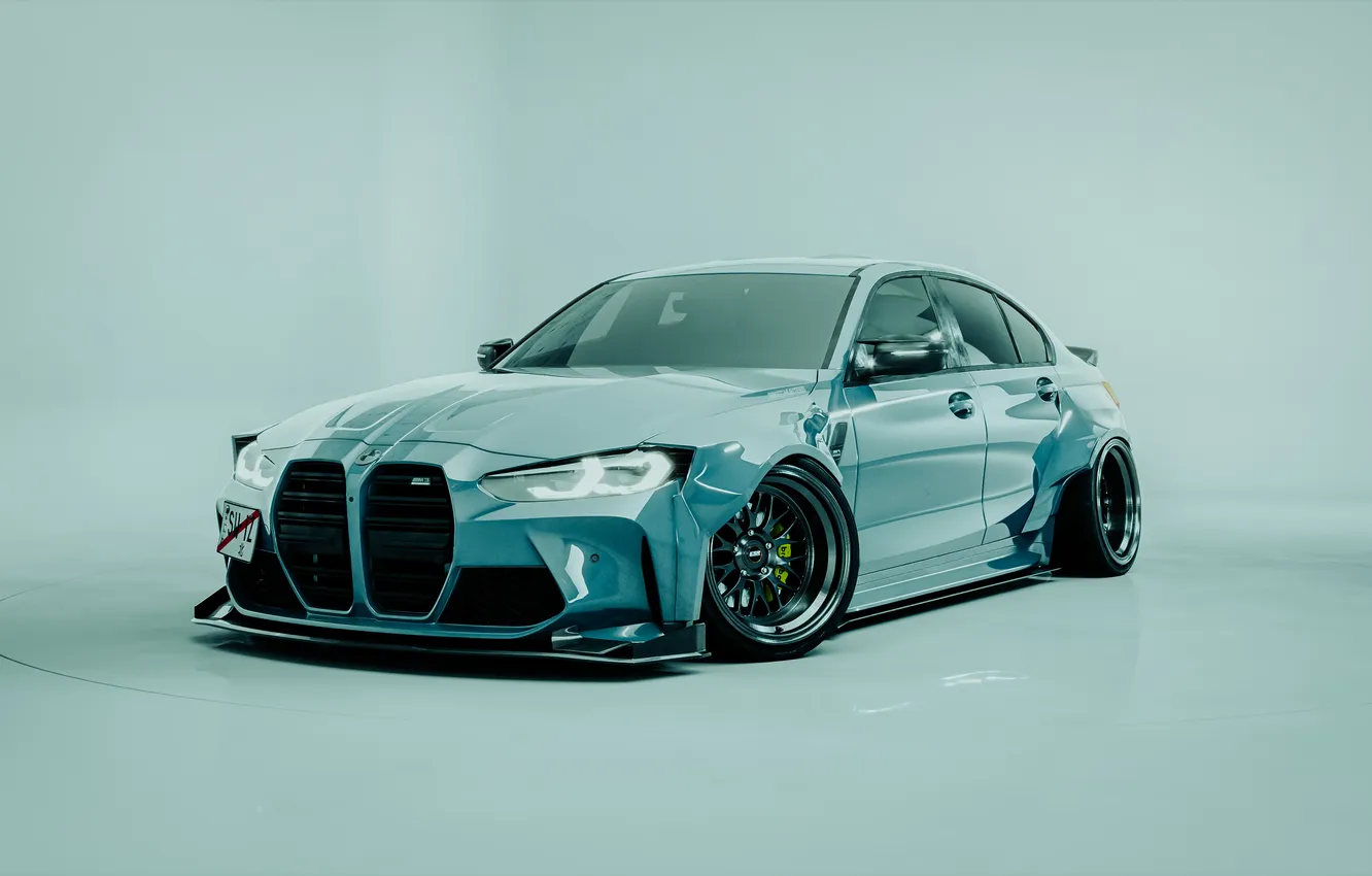 Photo wallpaper car, BMW, studio, digital art, artwork, vehicle, CGI, stance (cars)