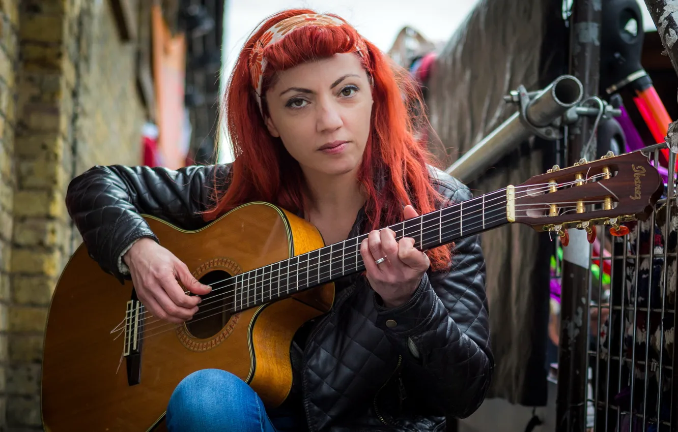 Photo wallpaper music, woman, guitar
