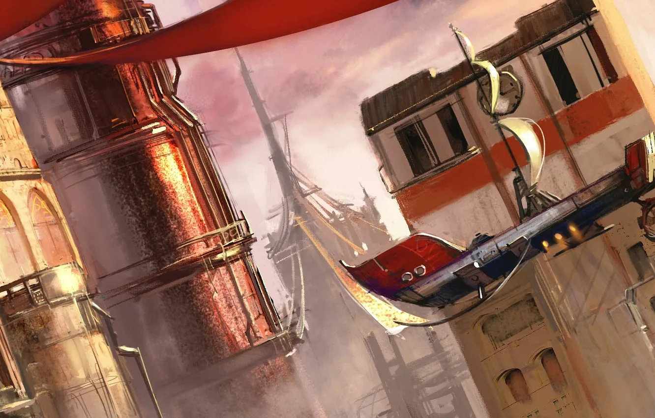 Photo wallpaper the city, fiction, ship, art, Mazert Young, rear