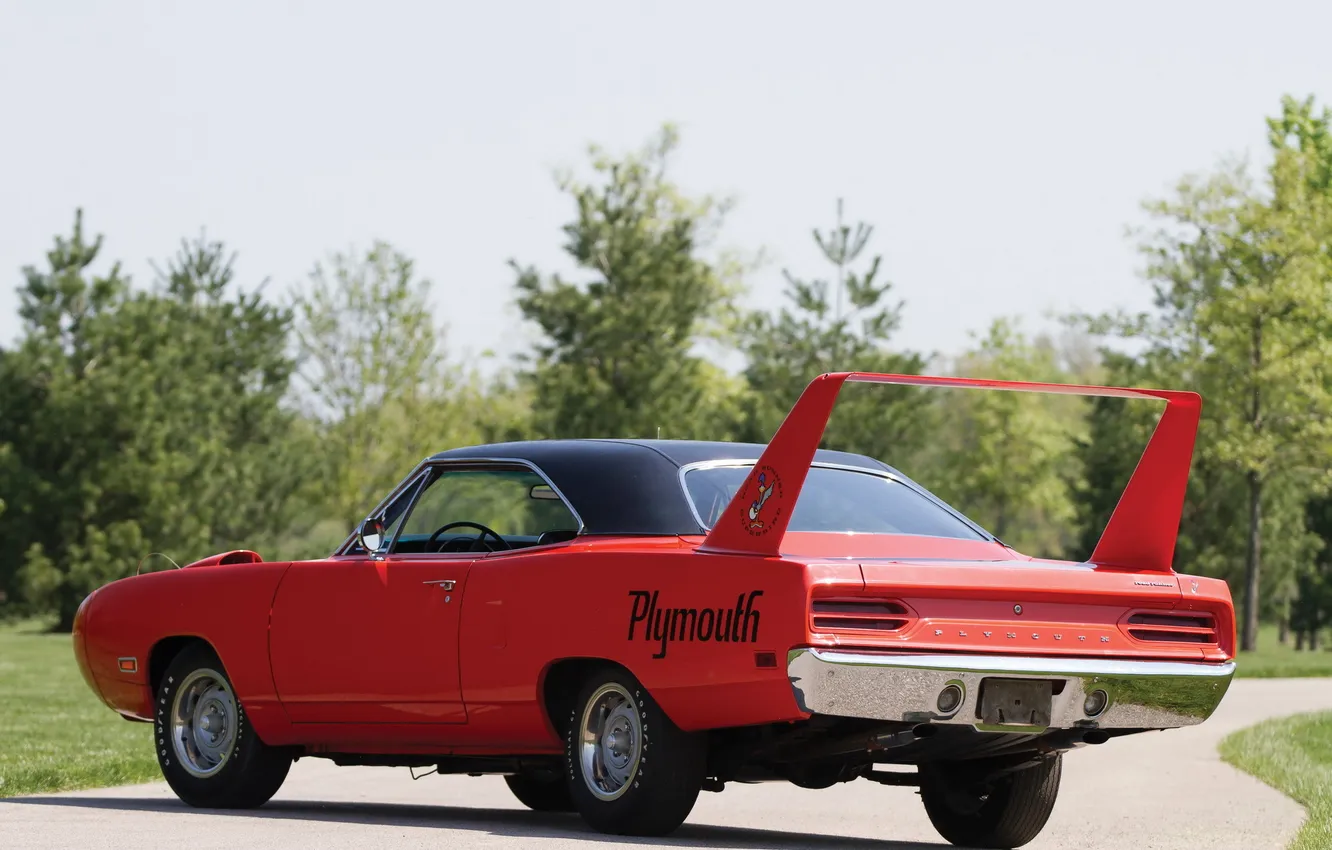 Photo wallpaper muscle car, 1970, Plymouth, back, Superbird, Road Runner, powerful