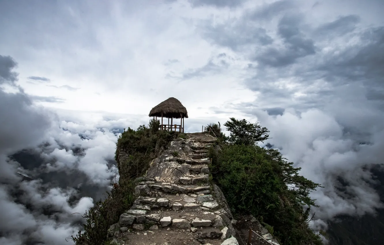 Photo wallpaper the sky, nature, fog, mountain, Machu Picchu