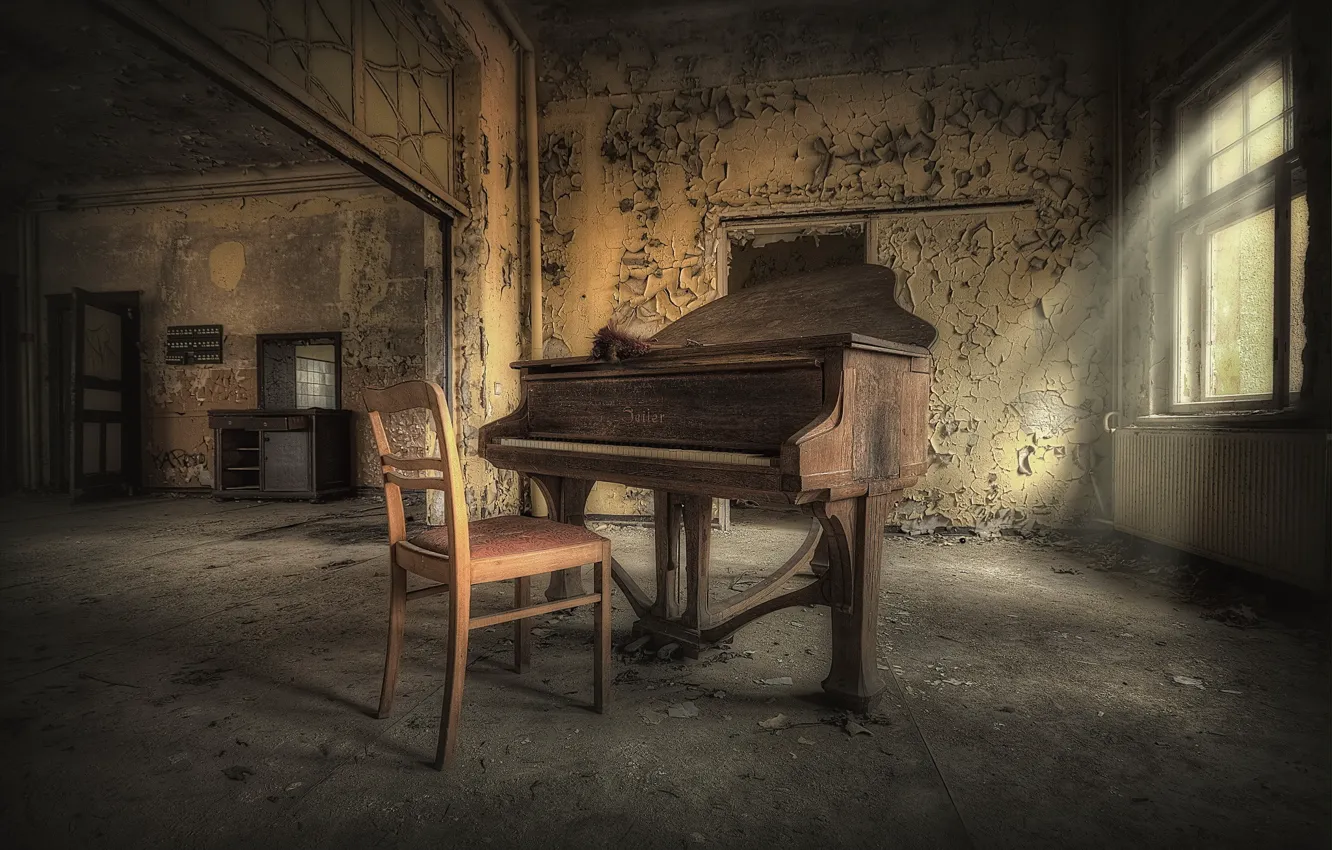 Photo wallpaper music, chair, piano