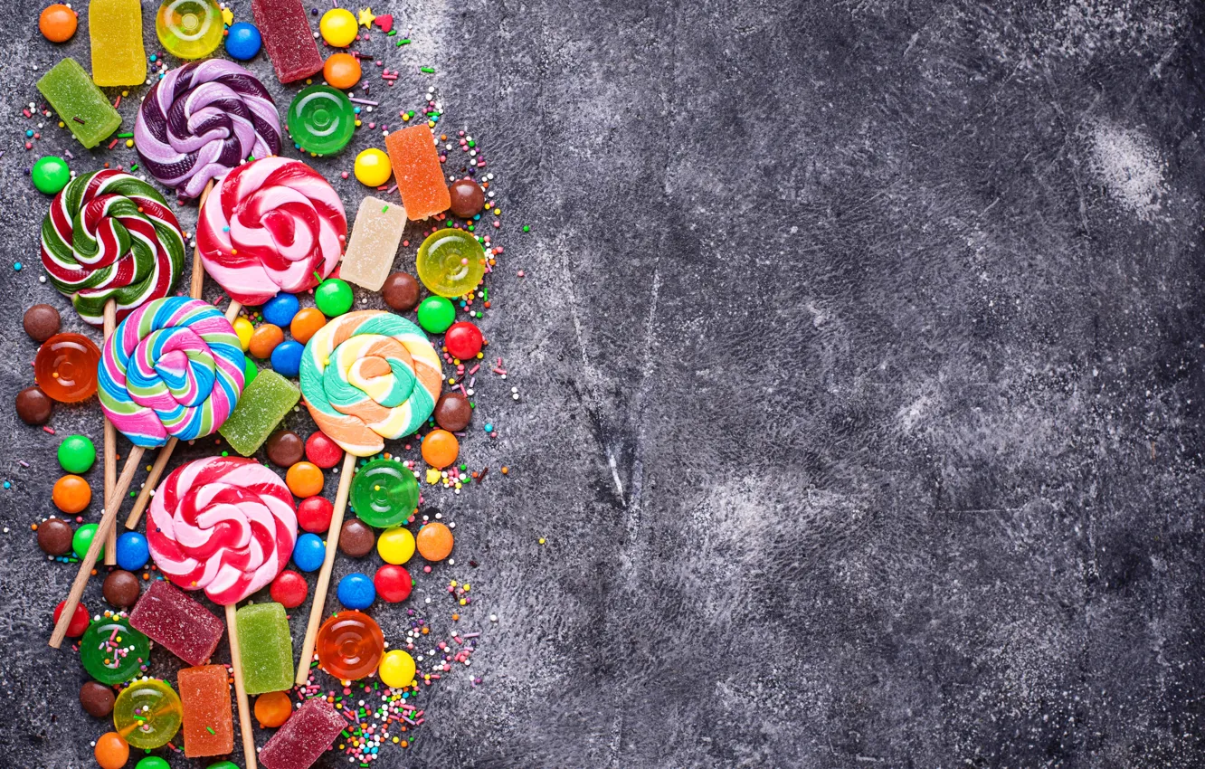 Photo wallpaper candy, sweets, lollipops, marmalade