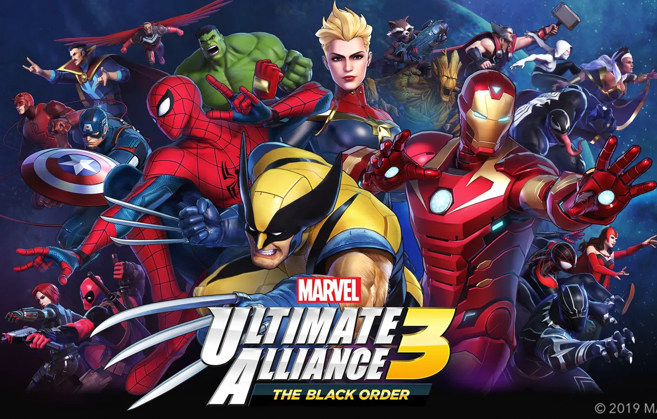 Photo wallpaper spider-man, storm, Wolverine, deadpool, captain america, thor, hulk, iron man