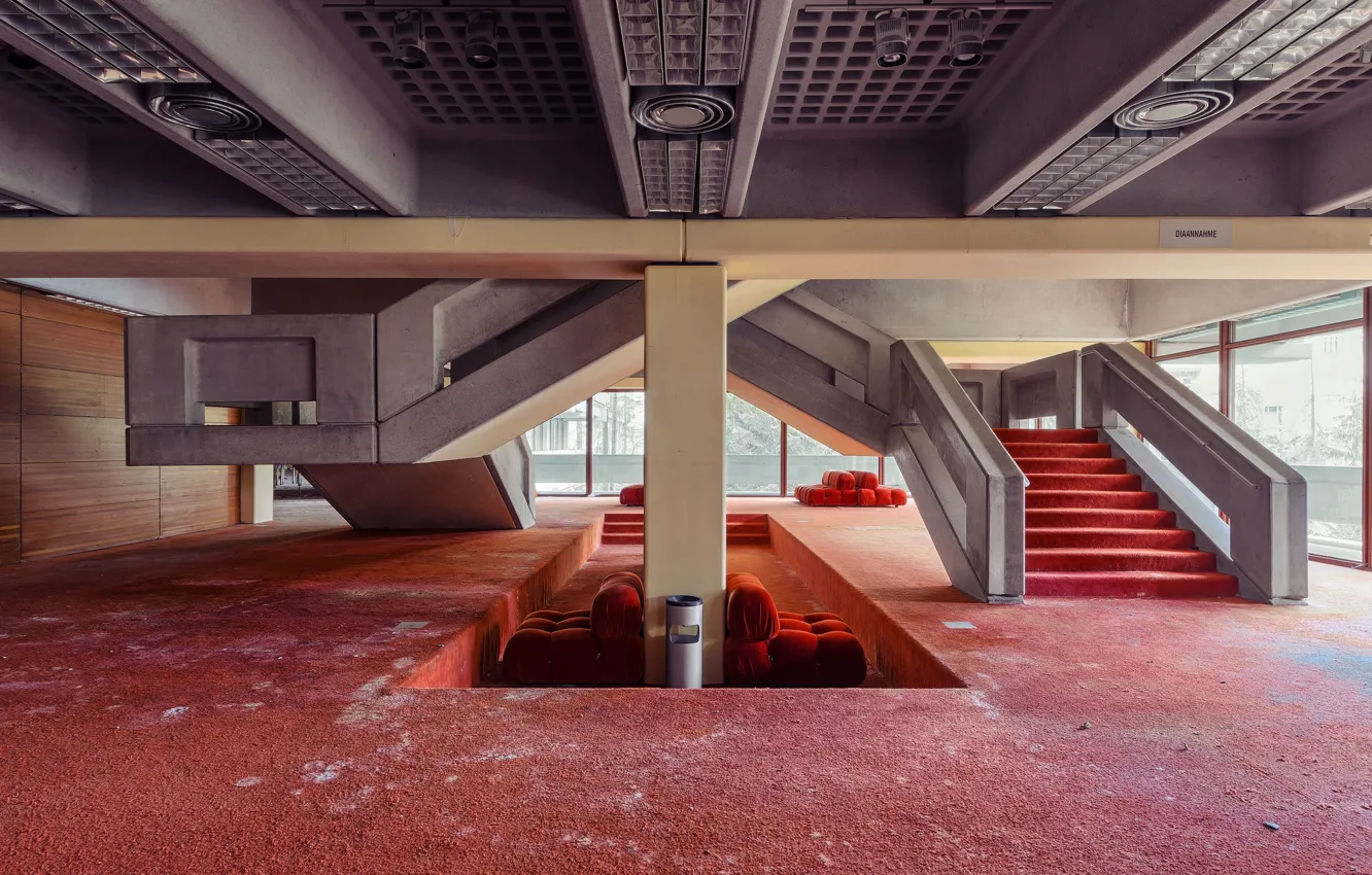 Photo wallpaper room, floor, abandoned, stairs, expensive mistake