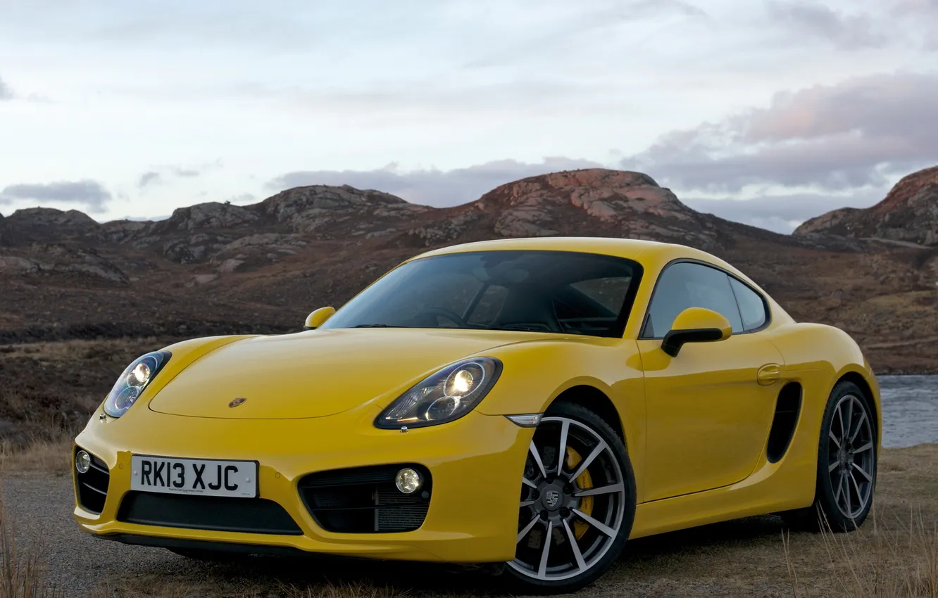 Photo wallpaper the sky, Wallpaper, Porsche, car, the front, Cayman S
