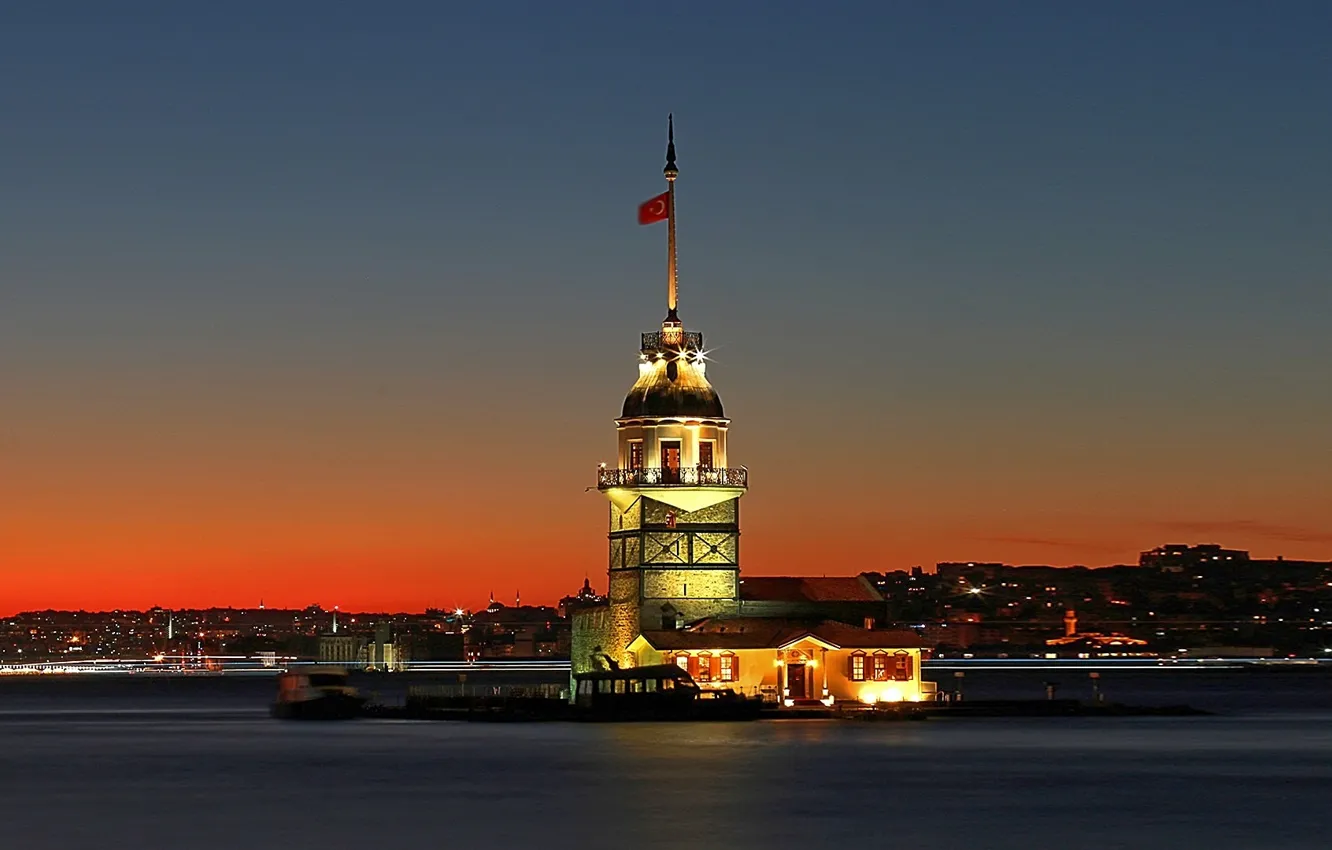 Photo wallpaper evening, Istanbul, Turkey, Maiden Tower