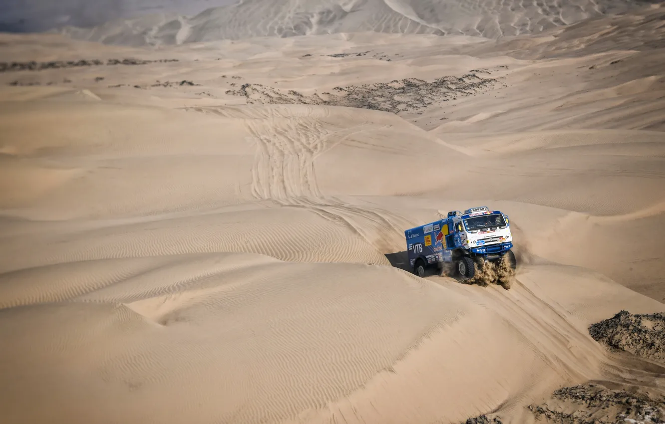 Photo wallpaper Sand, Truck, Master, Russia, Kamaz, Rally, Dakar, Dakar