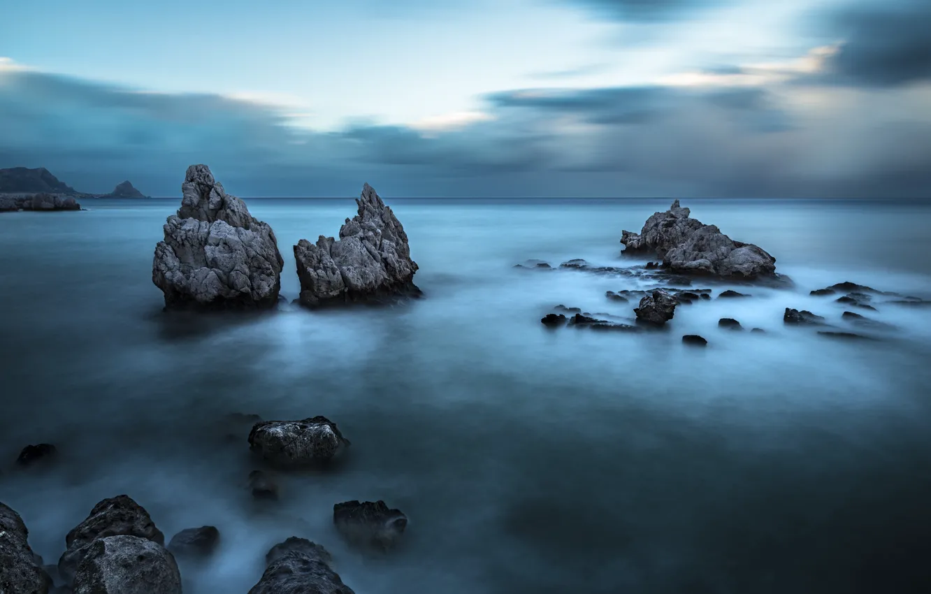 Photo wallpaper sea, nature, rocks