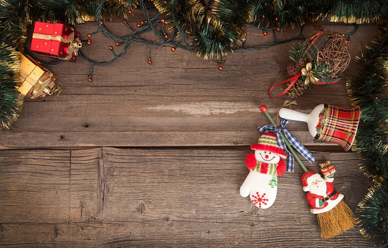 Photo wallpaper box, gift, toy, Board, new year, Christmas, snowman, broom