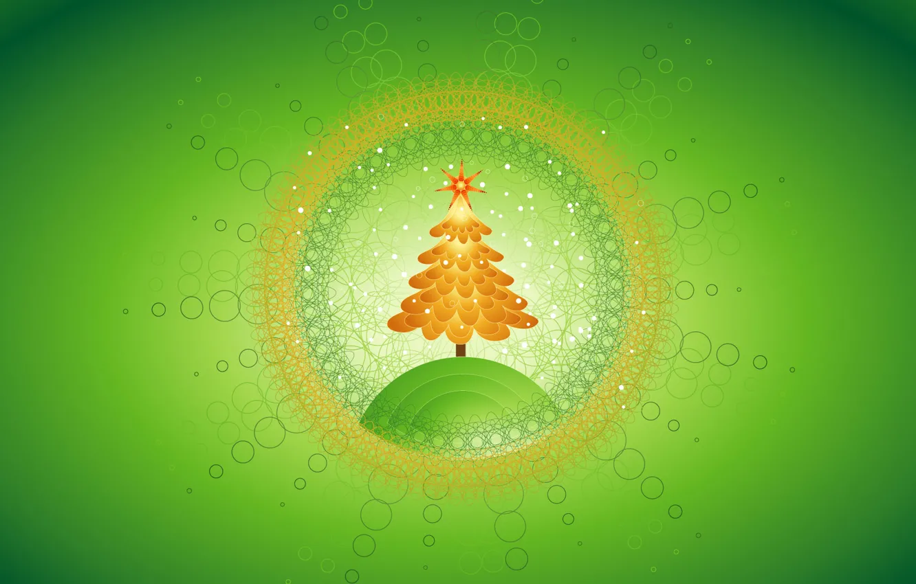 Photo wallpaper green, tree, new year