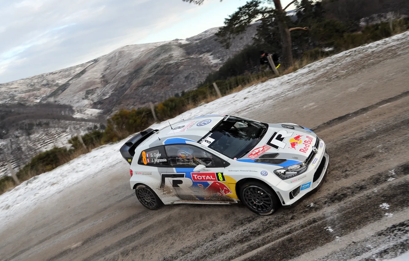 Photo wallpaper volkswagen, rally, wrc, polo, 2013, monte-carlo