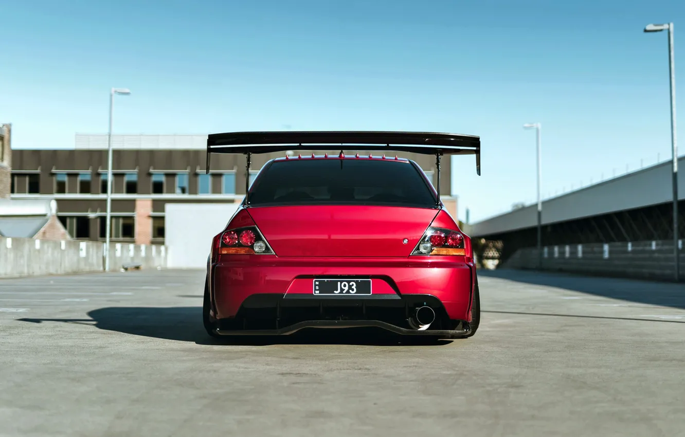 Photo wallpaper Mitsubishi, Lancer, Red, Car, Widebody, Evolution IX, Evo 9