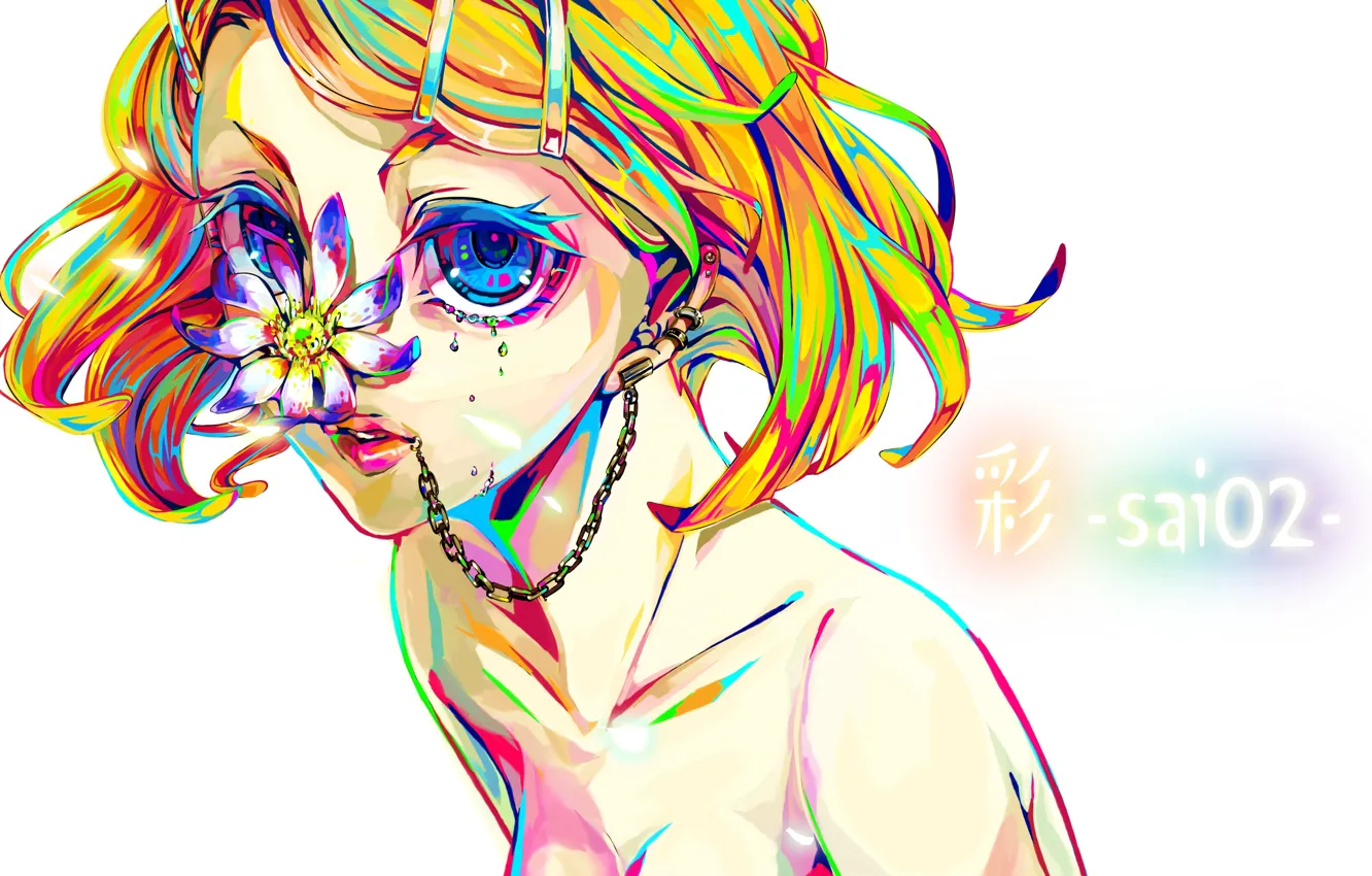 Photo wallpaper flower, look, style, anime, art, Vocaloid, Vocaloid, characters