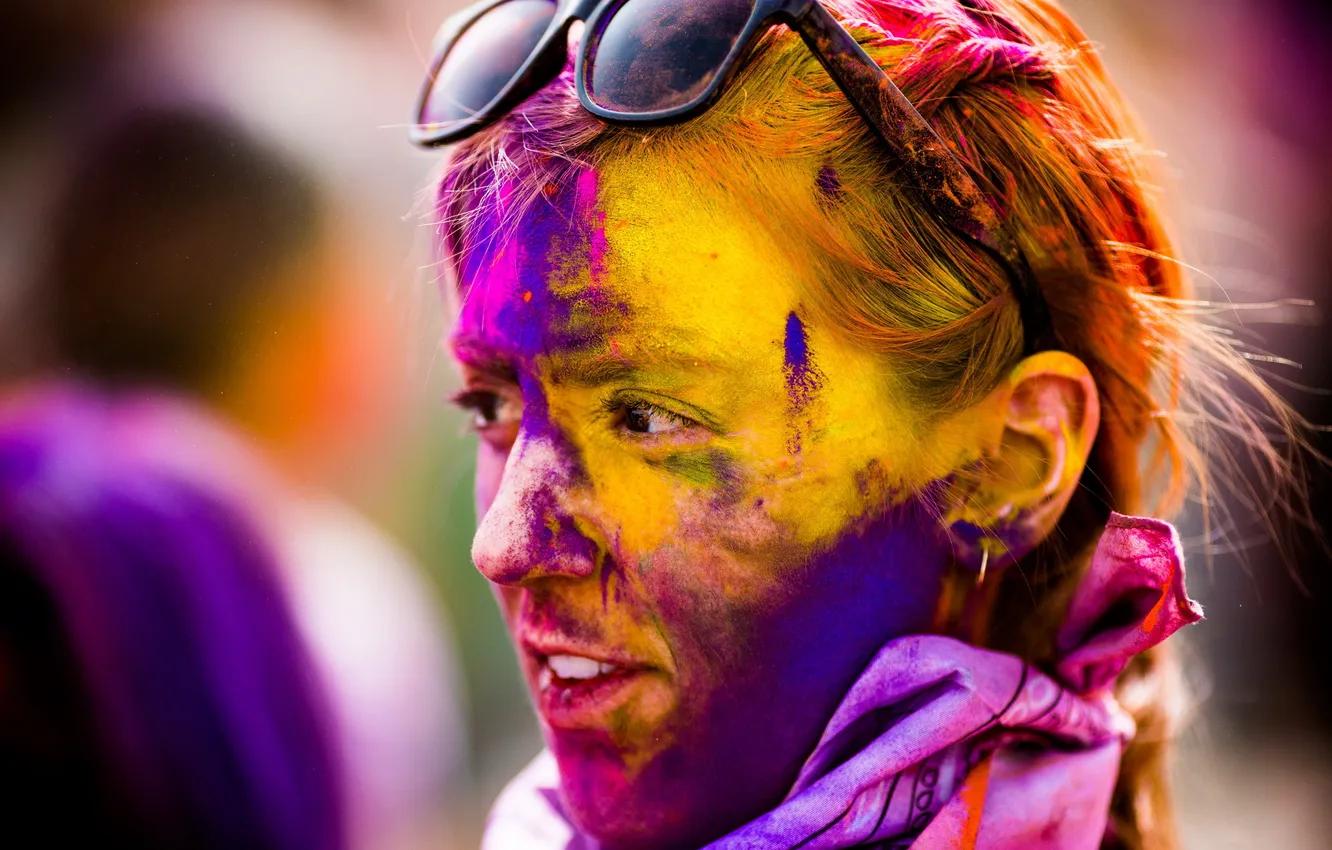 Photo wallpaper girl, paint, Utah, festival of colors, salem