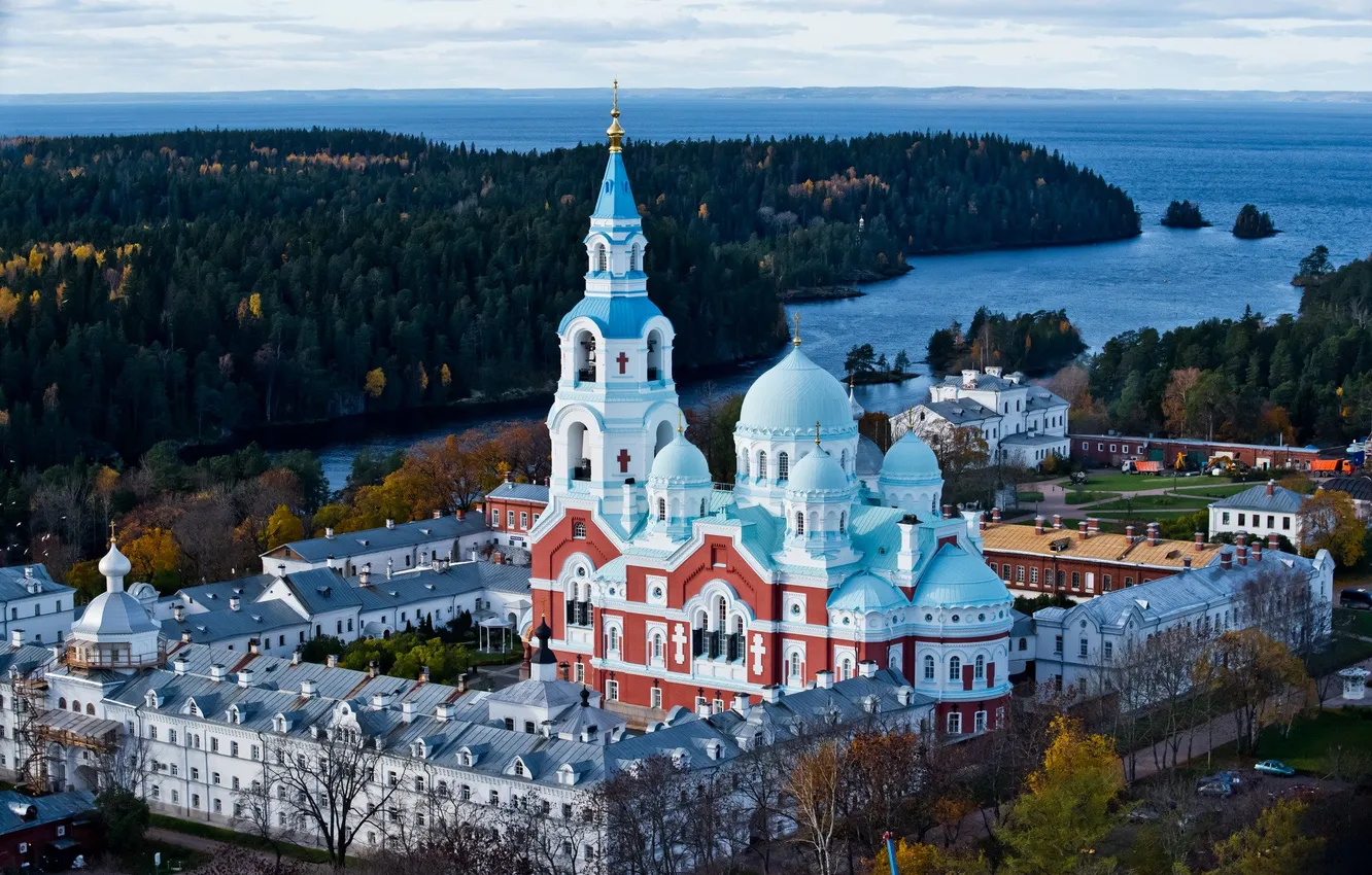Photo wallpaper the monastery, Lake Ladoga, Balaam