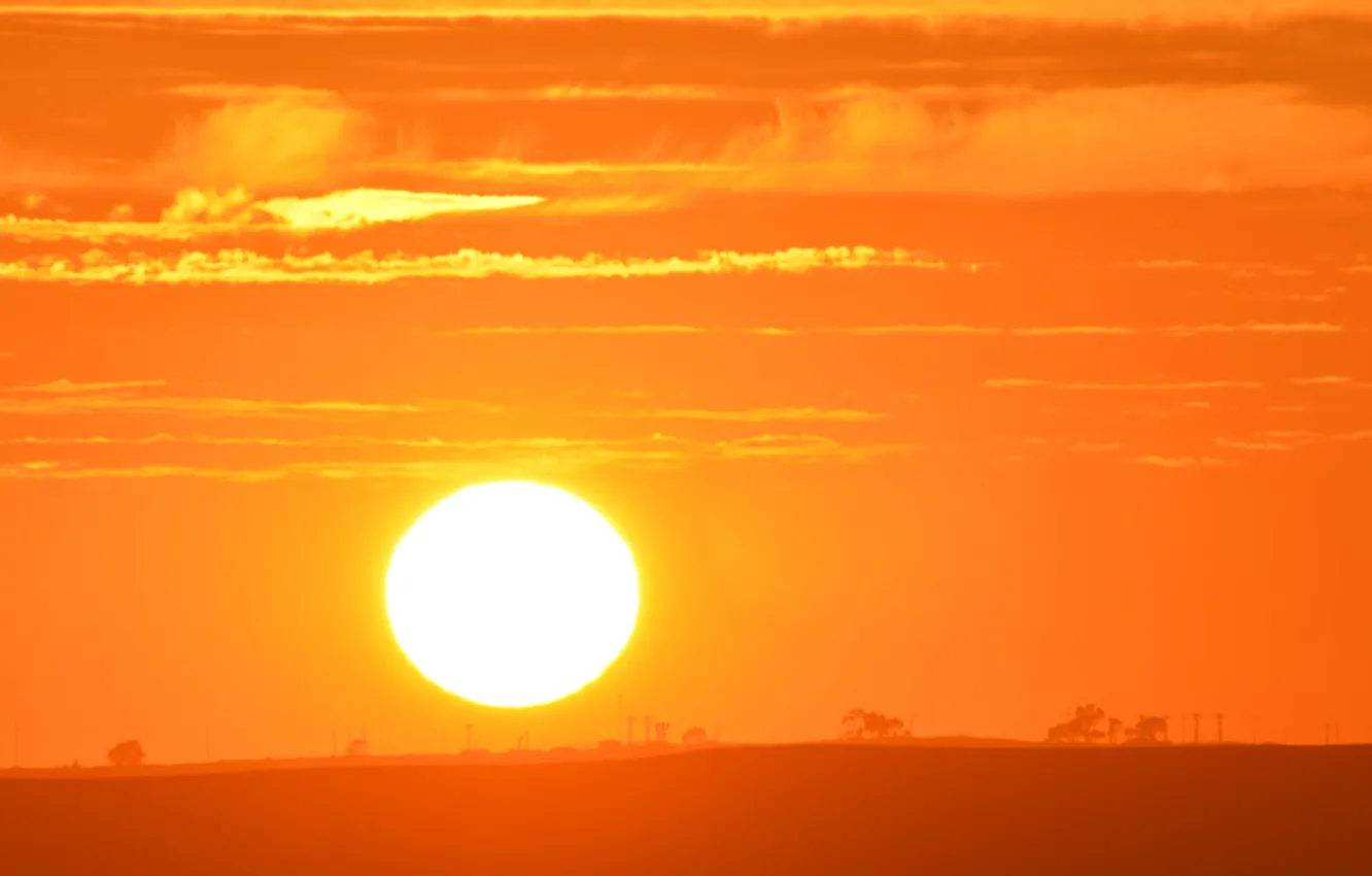 Photo wallpaper the sky, the sun, landscape, dawn