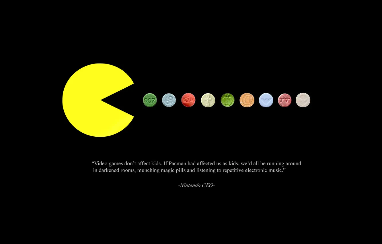 Photo wallpaper text, background, black, the game, Pacman