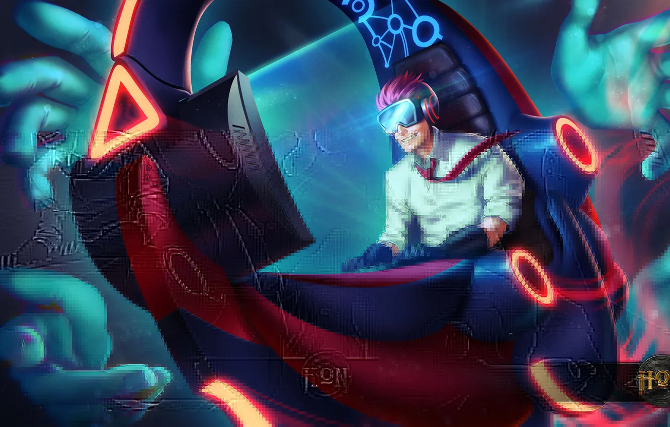 Photo wallpaper fiction, hands, art, tie, guy, 8-bit, Heroes of Newerth, moba