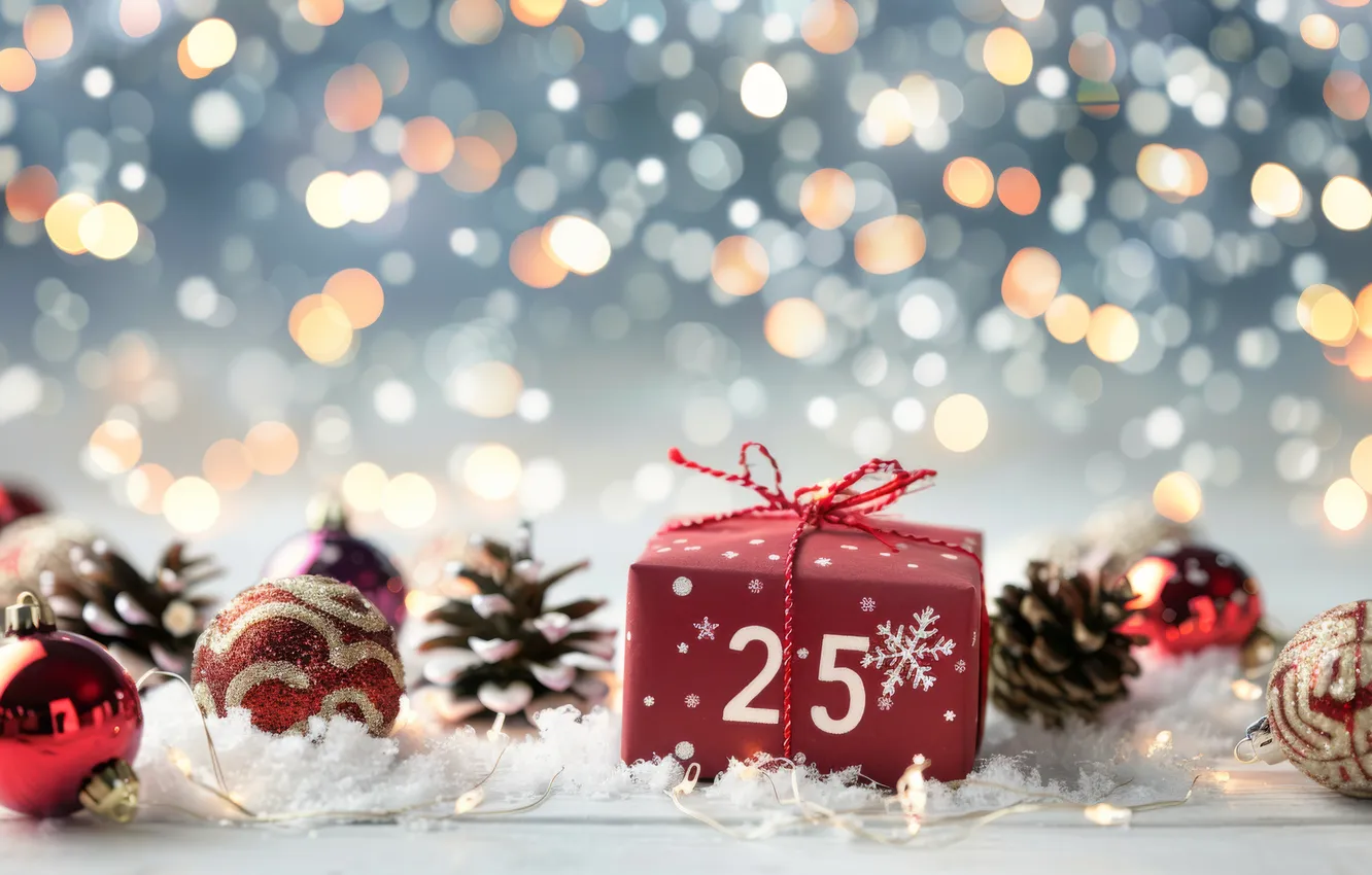 Photo wallpaper gift, new year, Christmas, Christmas decorations, 2025, AI art, neural network