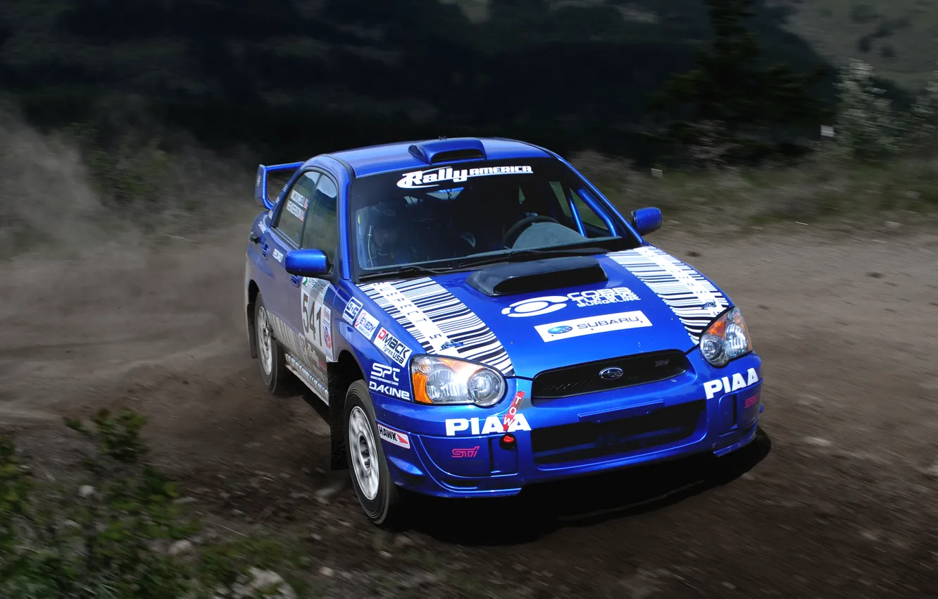 Photo wallpaper Auto, Blue, Subaru, Impreza, Machine, Turn, Skid, wrx