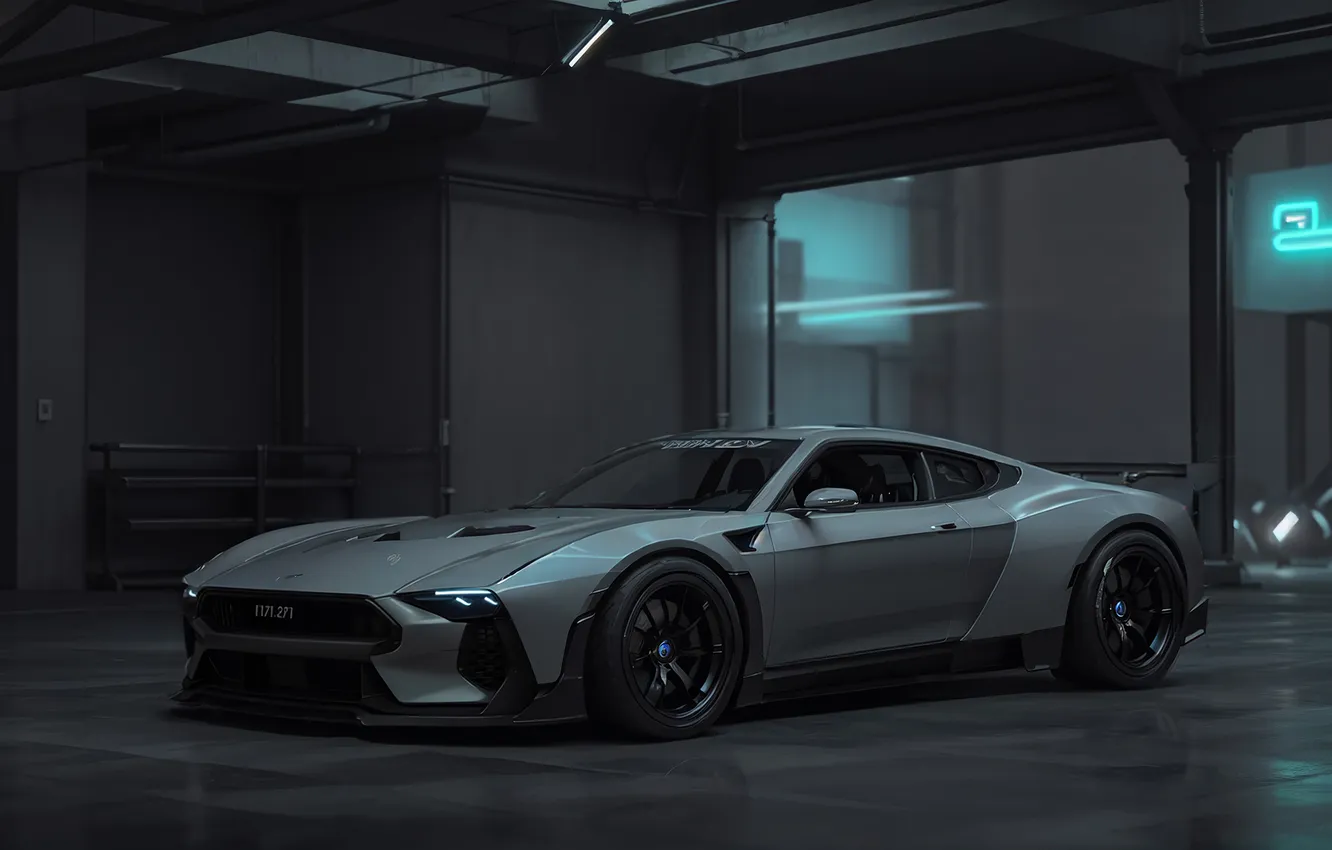 Photo wallpaper auto, night, garage