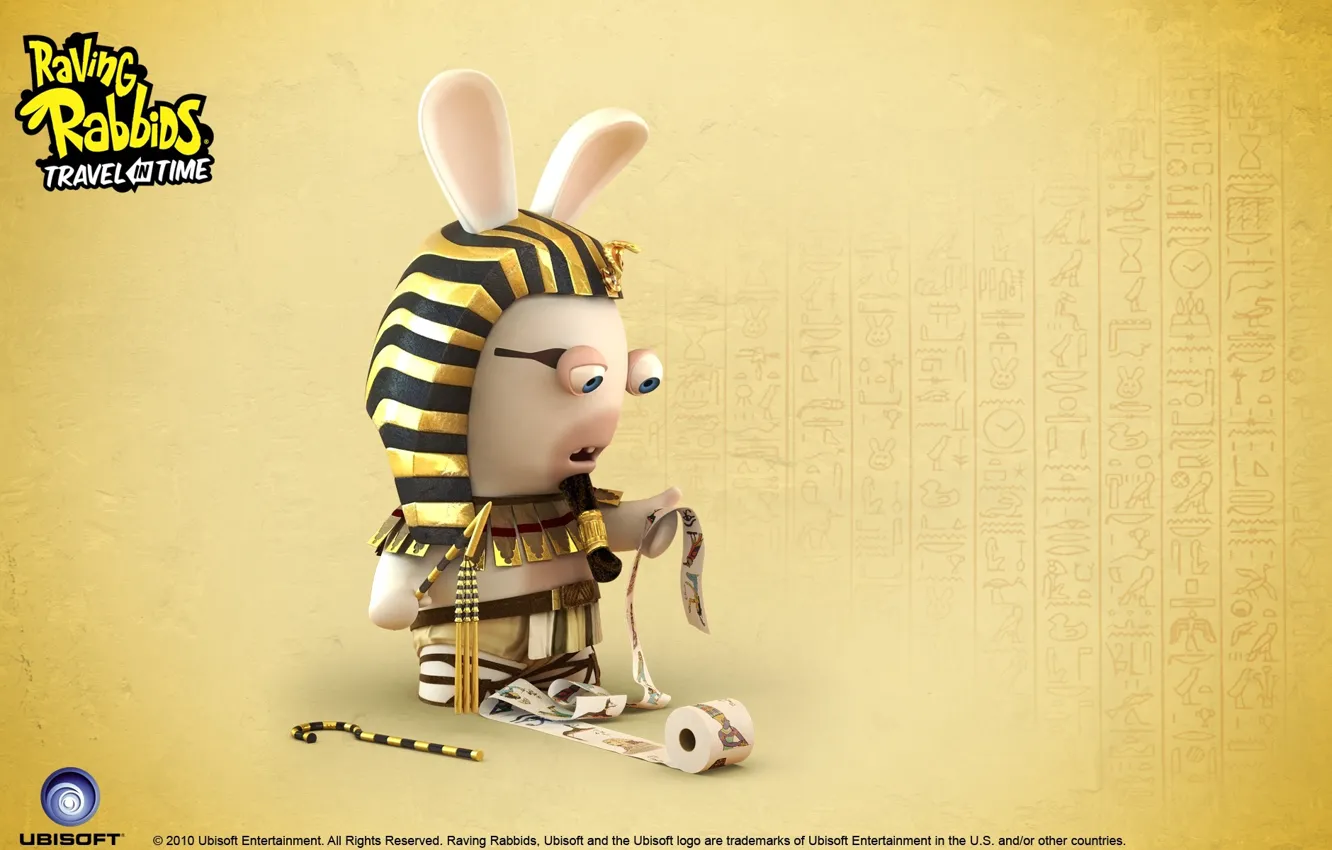 Photo wallpaper rabbit, Pharaoh, Egypt, Raving Rabbids Travel in Time