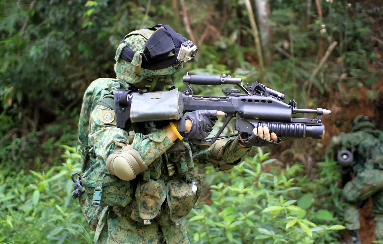 Photo wallpaper weapons, soldiers, Singapore Army