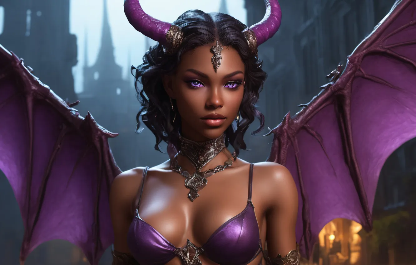 Photo wallpaper girl, the demon, 3D graphics