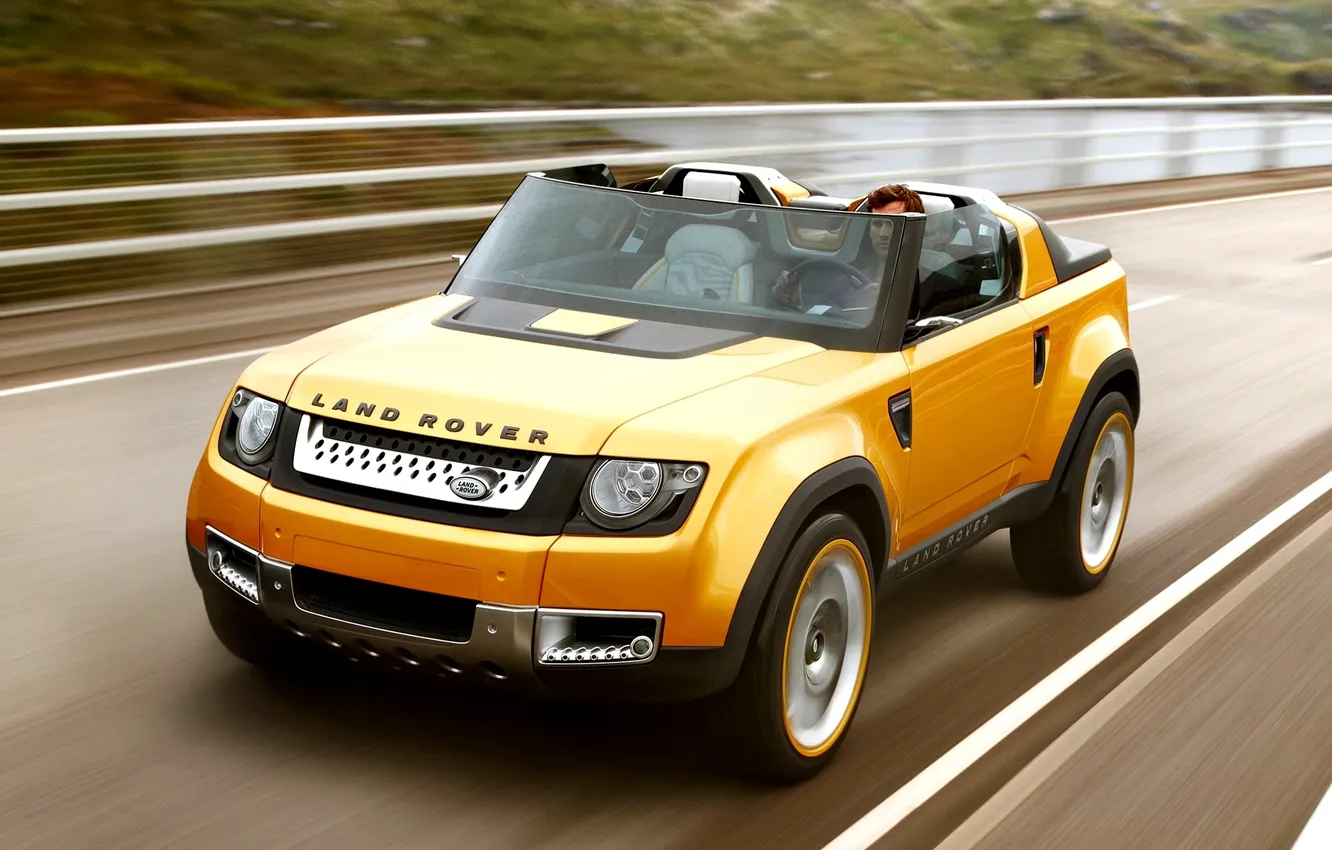 Photo wallpaper road, Concept, yellow, hills, sport, jeep, SUV, the concept
