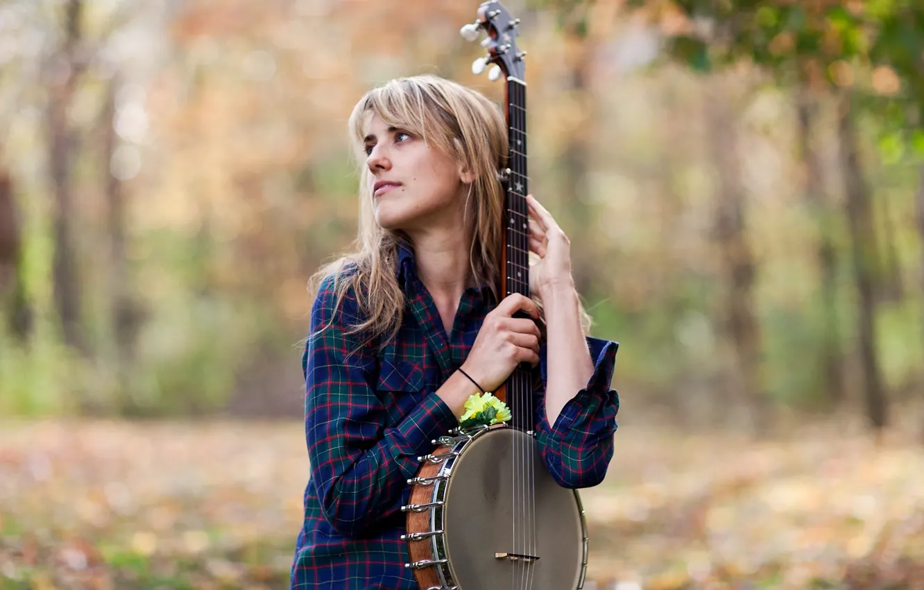 Photo wallpaper girl, music, tool, banjo