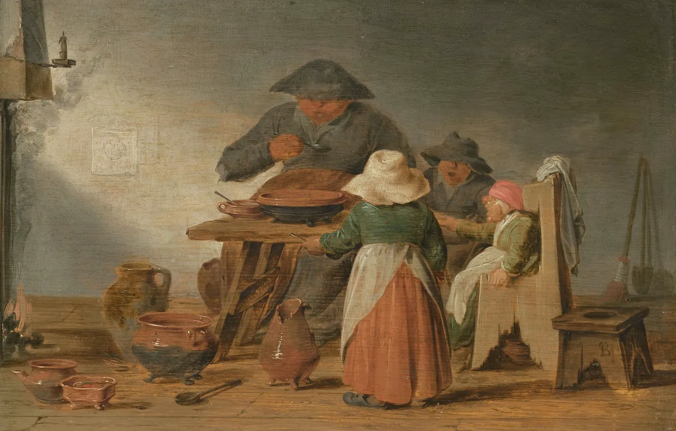 Photo wallpaper oil, picture, 1650, Jan Jansz. Buesem, Jan Jans Basem, Peasant food