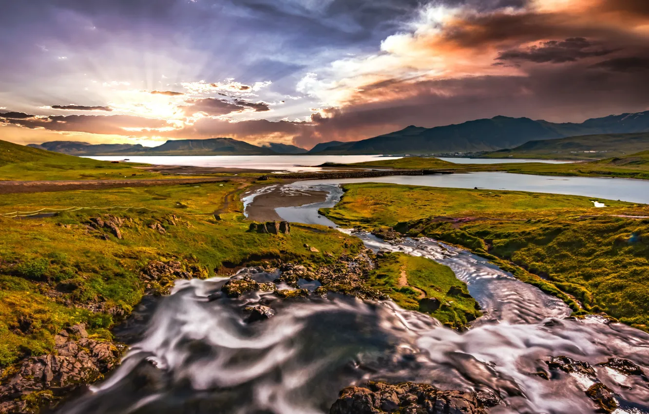 Photo wallpaper nature, Iceland, Kirkjufellsá river