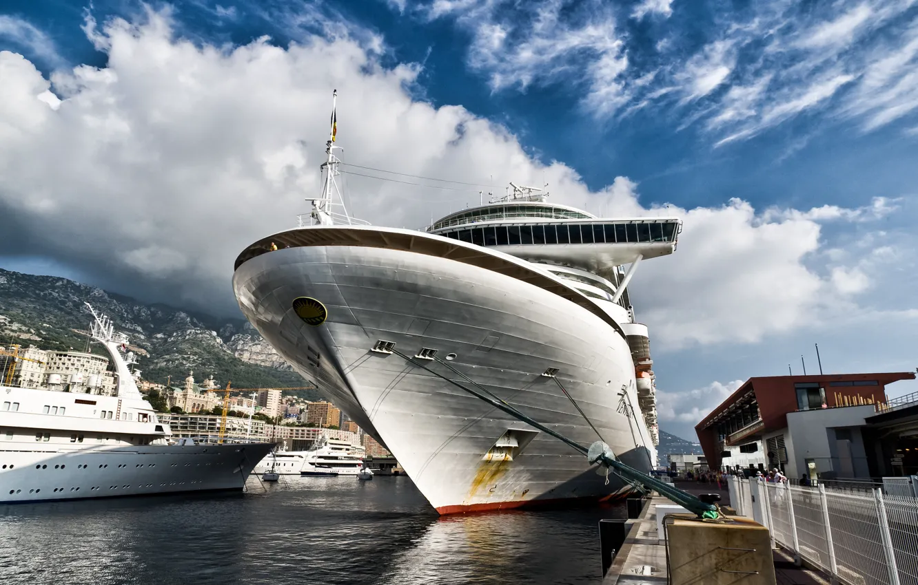 Photo wallpaper water, ship, ships, pier, port, Monte Carlo, Monte Carlo